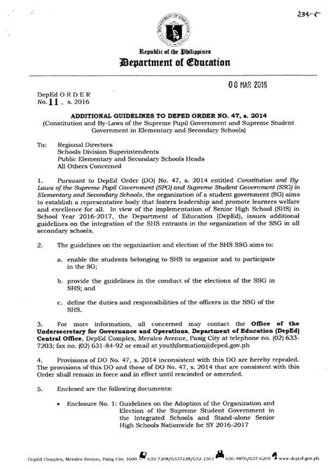 DEPARTMENT ORDER No. 47 cr ) NATIONAL PRIMARY .